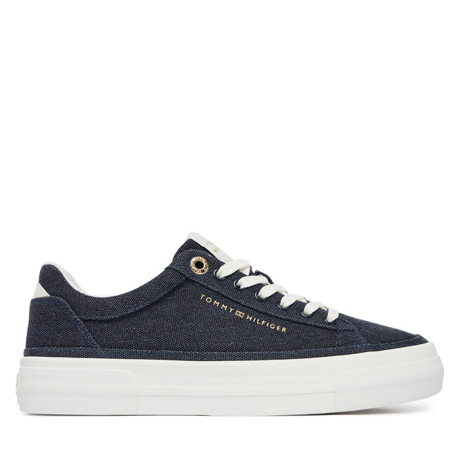 Tenisówki Tommy Hilfiger Th Foxing Platform Washed Canvas FW0FW09172 Niebieski - kobiece