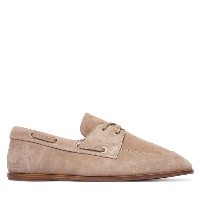 Półbuty Calvin Klein Ess Boatshoe Suede HW0HW03290 Beżowy - kobiece
