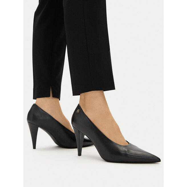 Czółenka Tommy Hilfiger Th Smooth Leather Pump FW0FW08960 Czarny - kobiece
