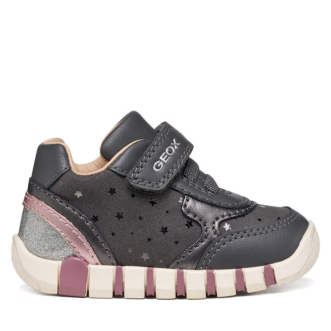 Sneakersy Geox B Iupidoo Girl B5658B 0DHBC C0710 Szary ciemny - dziewczęce