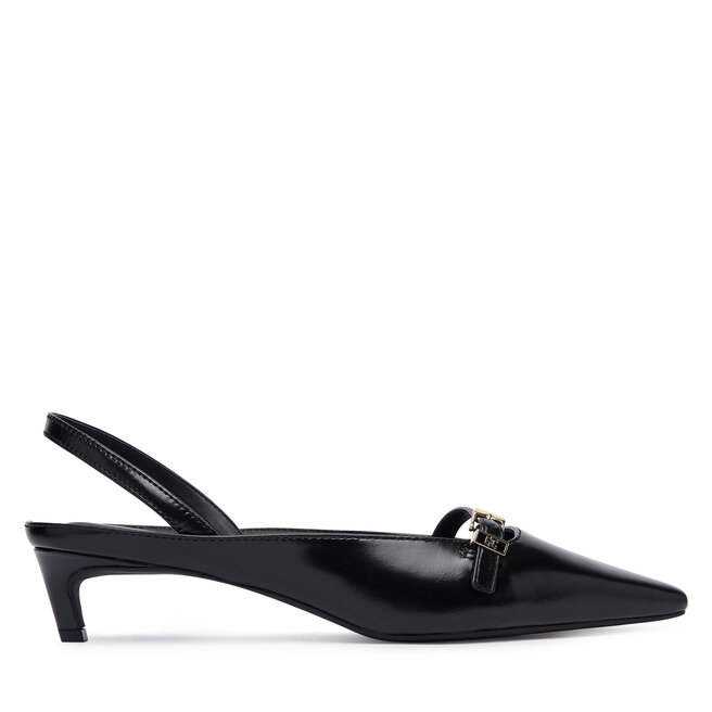 Czółenka Tommy Hilfiger Th Buckle Kitten Slingback Pump FW0FW09384 Czarny - kobiece