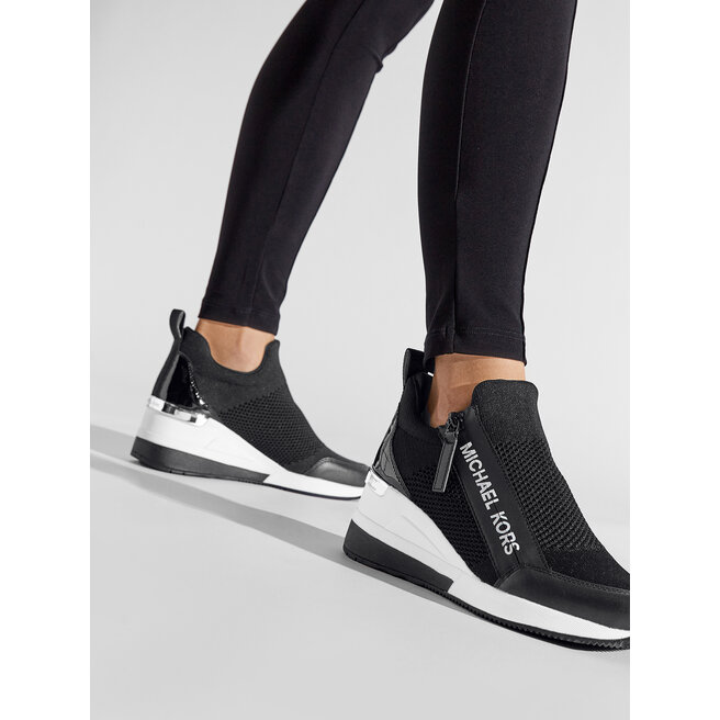 Sneakersy MICHAEL Michael Kors Willis Wedge Trainer 43S2WIFS1D Czarny - kobiece