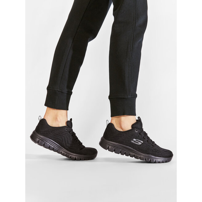 Sneakersy Skechers Get Connected 12615/BBK Czarny - kobiece