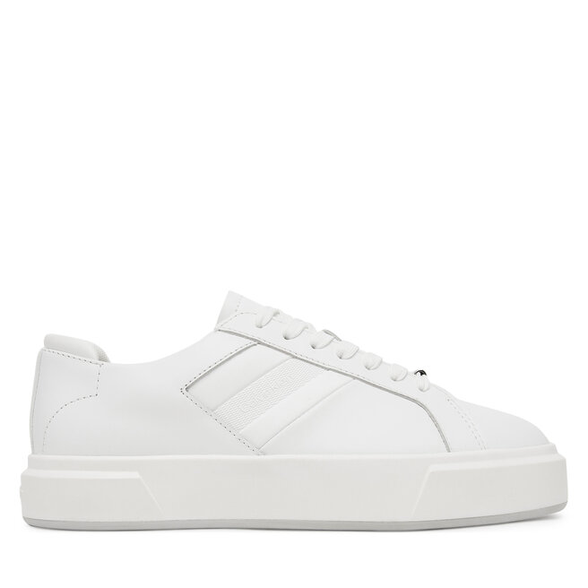 Sneakersy Calvin Klein Basket Cups Lace Up Logo Tape YW0YW02007 Biały - kobiece