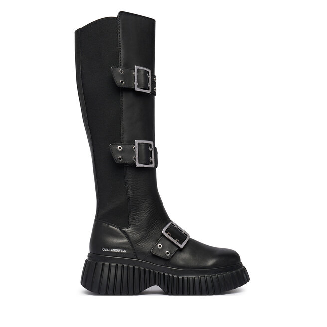 Kozaki KARL LAGERFELD Kreeper Wedge KL44490 Czarny - kobiece