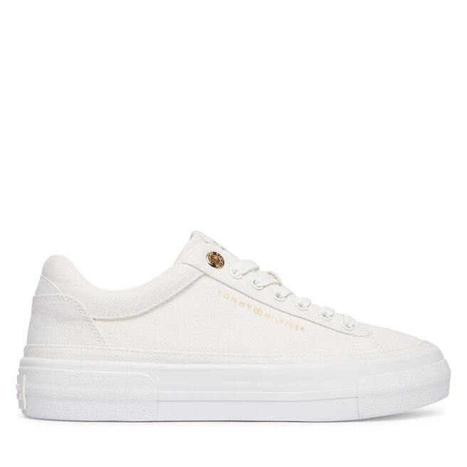 Sneakersy Tommy Hilfiger Th Foxing Platform Canvas FW0FW09480 Biały - kobiece