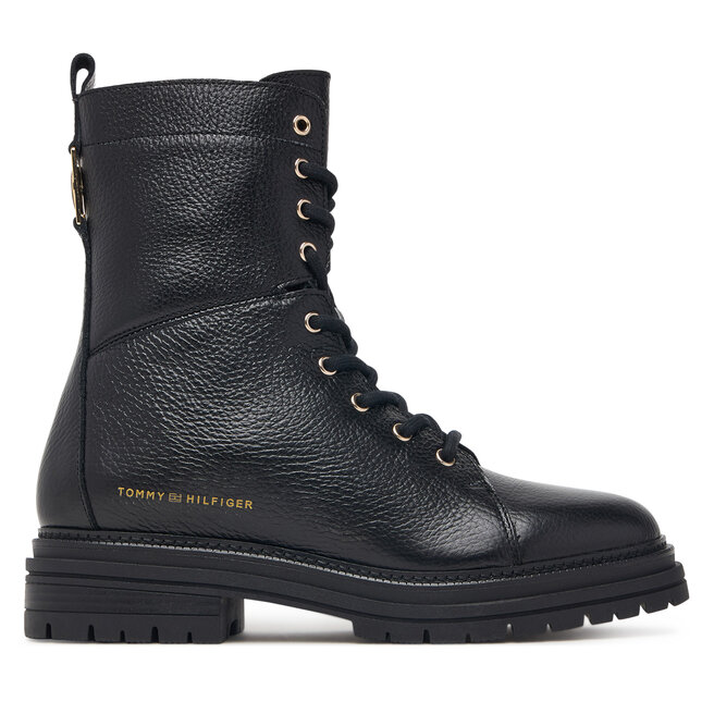 Trzewiki Tommy Hilfiger Th Emboss Grain Leather Boot FW0FW09553 Czarny - kobiece