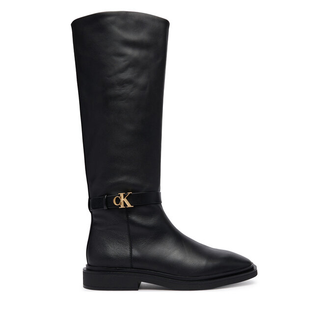 Kozaki Calvin Klein Square High Boot Lth Mg Hdw HW0HW03187 Czarny - kobiece