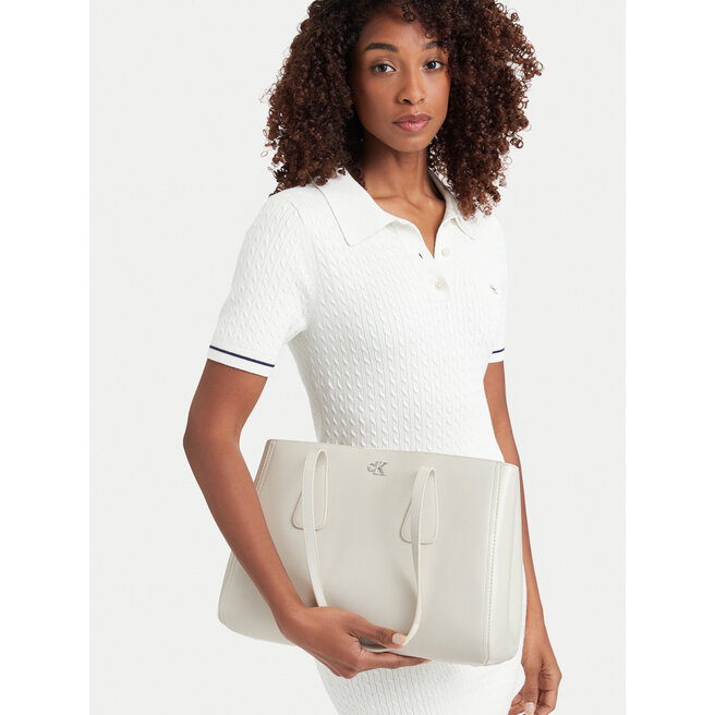 Torebka Calvin Klein Ck Medium Work Tote LV04F3442G Biały -