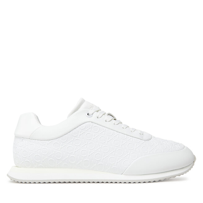 Sneakersy Calvin Klein Runner Lace Up Mono Pu HW0HW02574 Biały - kobiece