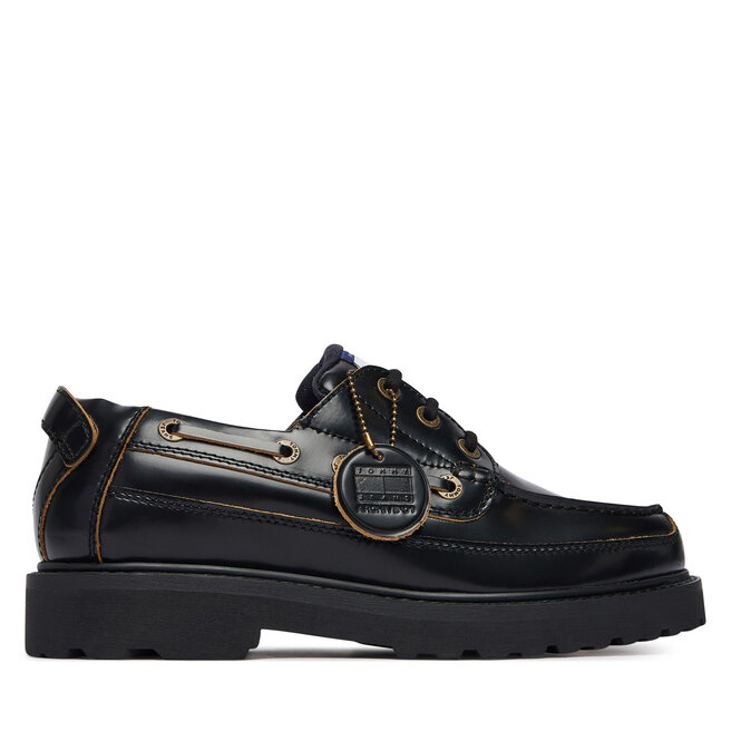 Półbuty Tommy Jeans Archive '01 Boat Shoe Lthr EM0EM01705 Czarny - męskie