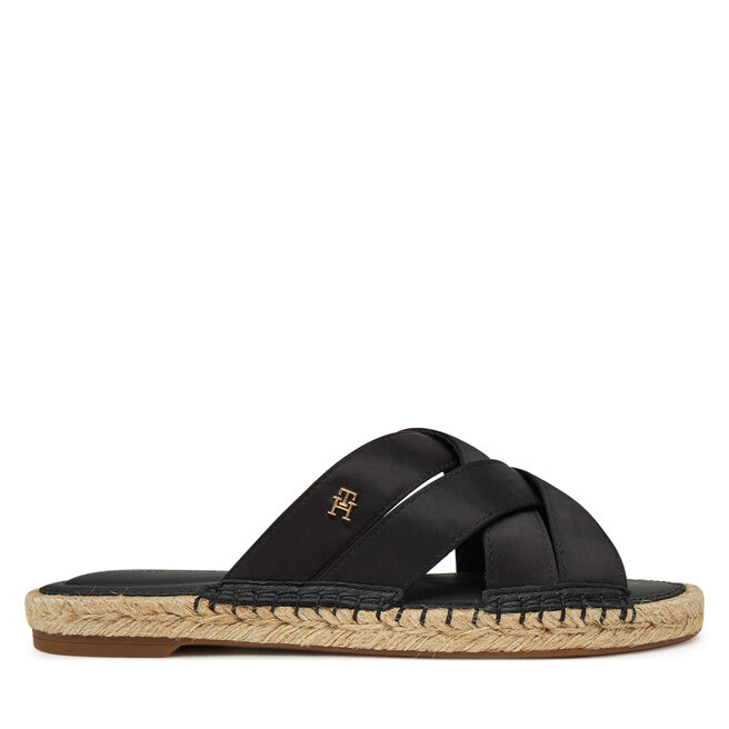 Espadryle Tommy Hilfiger Satin Espadrille Mule FW0FW08502 Czarny - kobiece