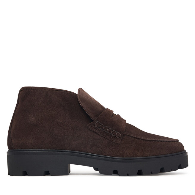 Botki Tommy Hilfiger Th Enamel Charm Loafer Boot FW0FW09680 Brązowy - kobiece