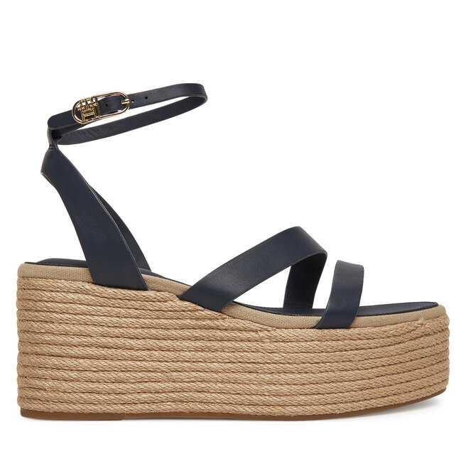 Espadryle Tommy Hilfiger Ankle Strap Leather Platform FW0FW08497 Granatowy - kobiece