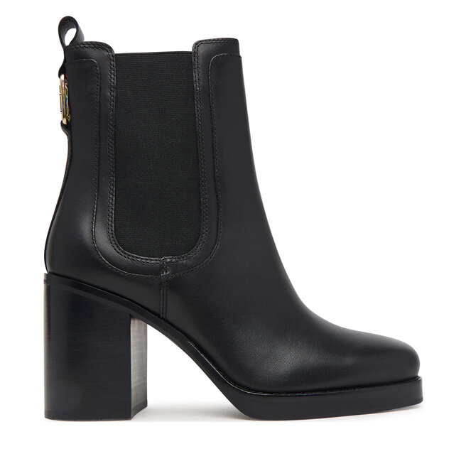 Botki Tommy Hilfiger Ltr Square Toe Heel Chelsea Boot FW0FW09555 Czarny - kobiece
