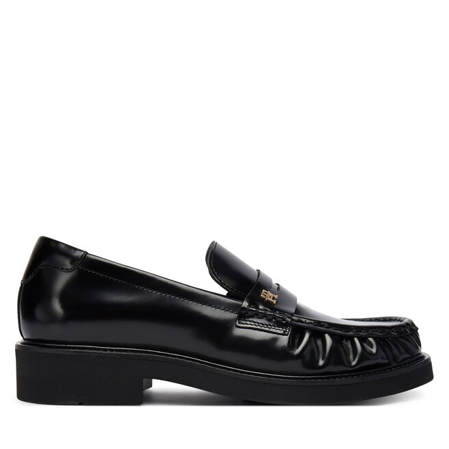 Mokasyny Tommy Hilfiger Square Toe Abrasivato FW0FW08825 Czarny -