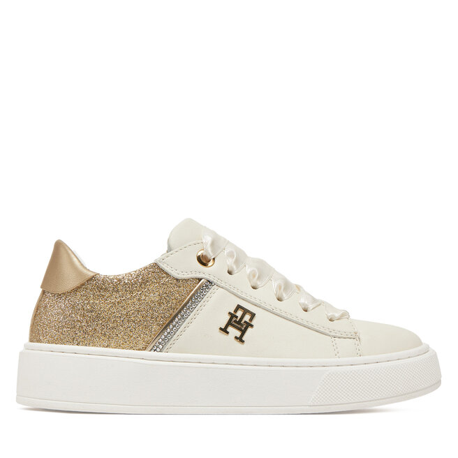 Sneakersy Tommy Hilfiger Low Cut Lace-Up Sneaker T4A9-33935-1281 M Biały - dziewczęce