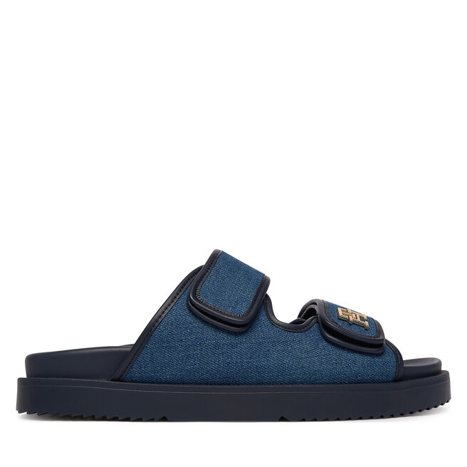 Klapki Tommy Hilfiger Double Strap Denim Sandal FW0FW09123 Niebieski -