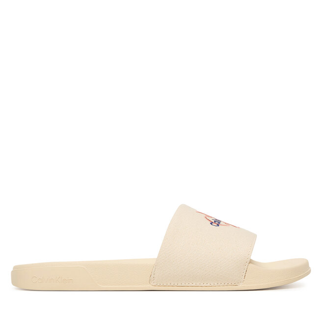 Klapki Calvin Klein Ess Slide Cv HW0HW02958 Beżowy -