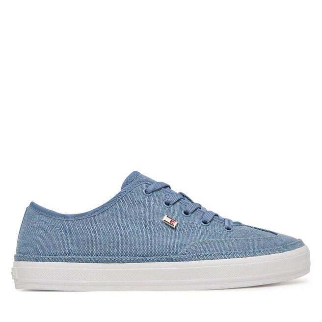 Sneakersy Tommy Hilfiger Washed Canvas Vulc Sneaker FW0FW08894 Niebieski - kobiece