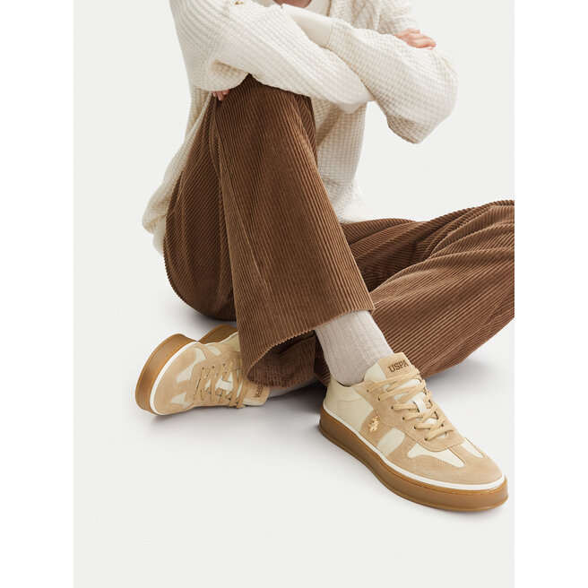 Sneakersy U.S. Polo Assn. EO-HAIRY001W/6LS1 Kremowy - kobiece