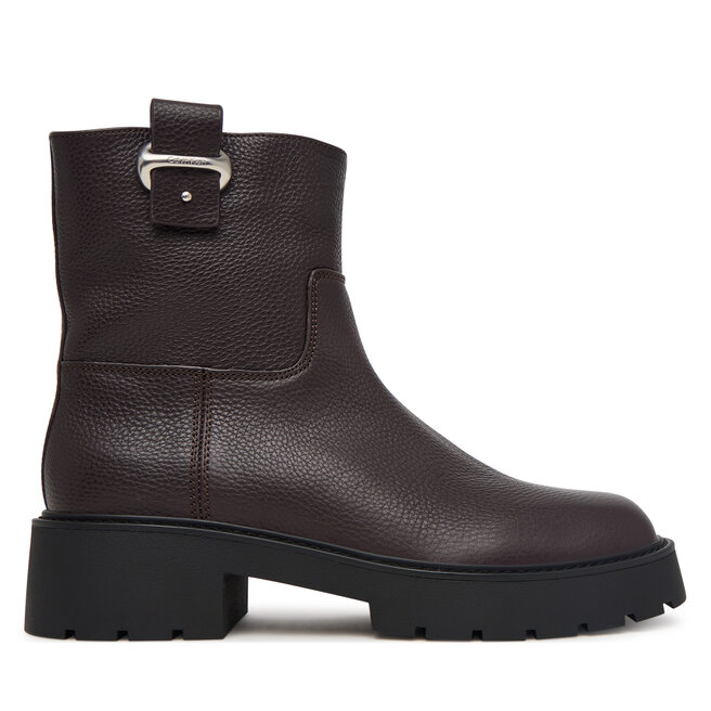 Botki Calvin Klein Chunky Ankle Boot Lth Hdw HW0HW03202 Brązowy ciemny - kobiece