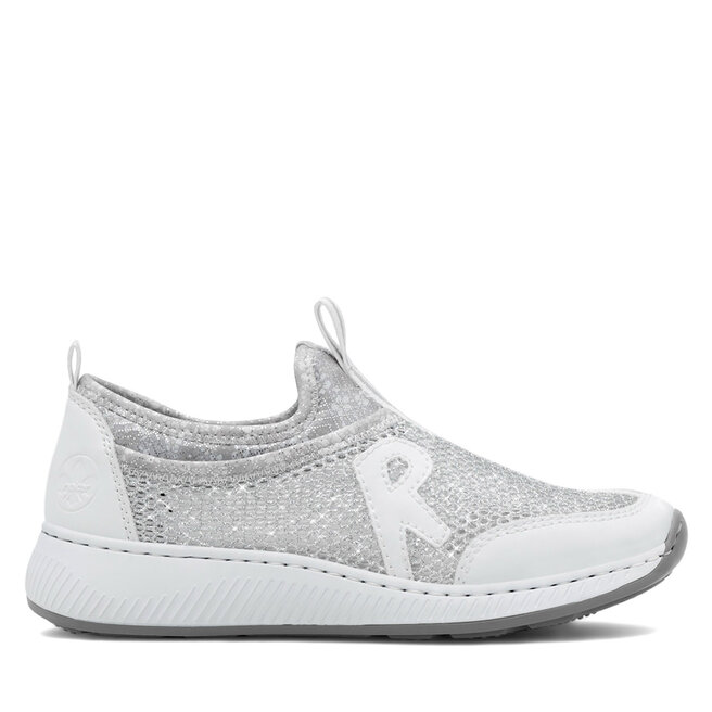 Sneakersy Rieker N5554-81 Srebrny - kobiece