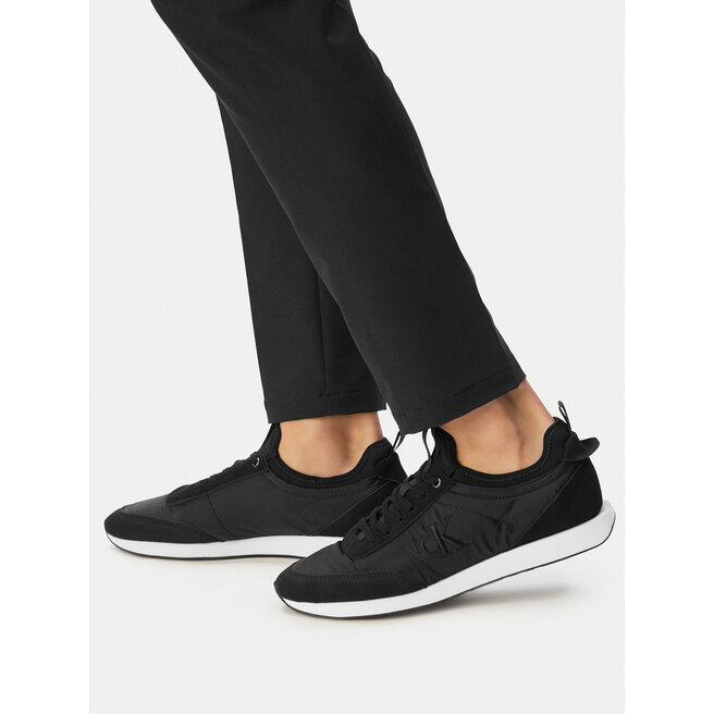 Sneakersy Calvin Klein Jeans Retro Runner Sock Laceup Mix YM0YM01414 Czarny - męskie