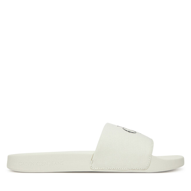 Klapki Calvin Klein Jeans Slide Monologo Cv YM0YM01367 Biały -