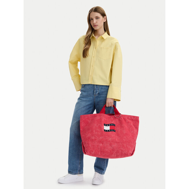 Torebka Tommy Jeans Tjw Wave Flag Med Tote AW0AW18466 Koralowy -