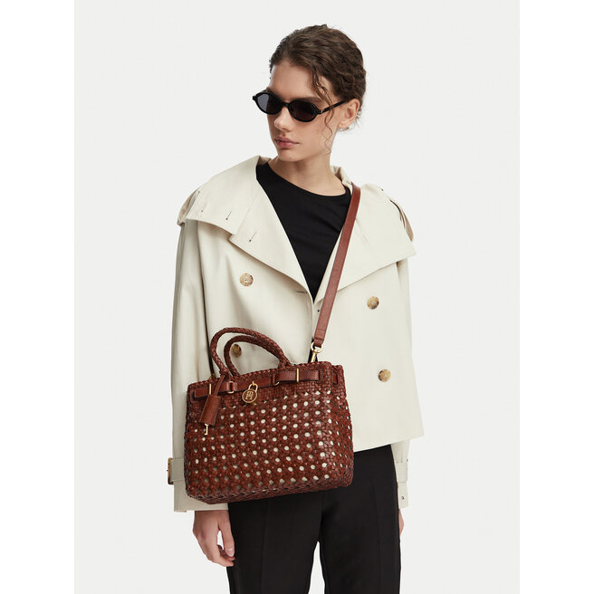 Torebka Tommy Hilfiger American Icon Mini Tote Braided AW0AW18734 Brązowy -
