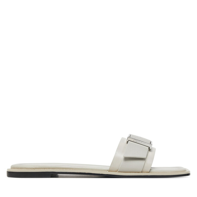 Klapki Calvin Klein Flat Slide W/Buckle - Lth HW0HW02490 Szary -