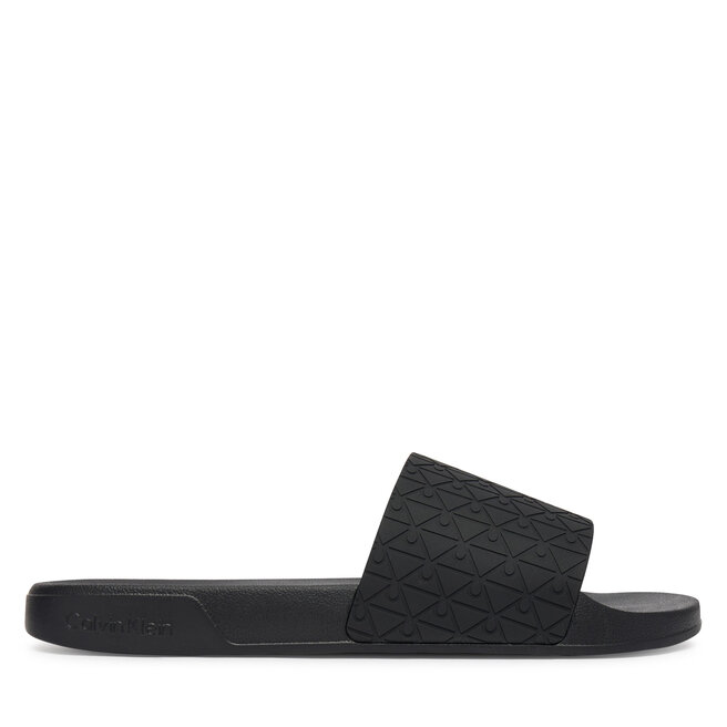 Klapki Calvin Klein Ess Slid Pu Aop HM0HM02110 Czarny -