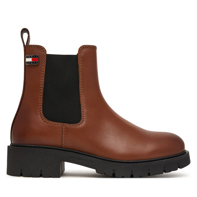 Sztyblety Tommy Jeans Tjw Cleated Chelsea Boots EN0EN03105 Brązowy - kobiece