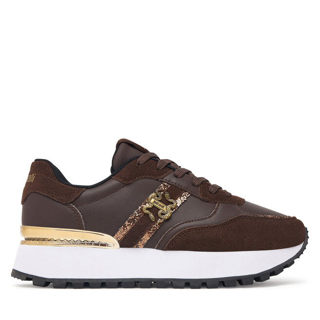 Sneakersy Just Cavalli 81RA3SJ2 ZPC51 Brązowy ciemny - kobiece