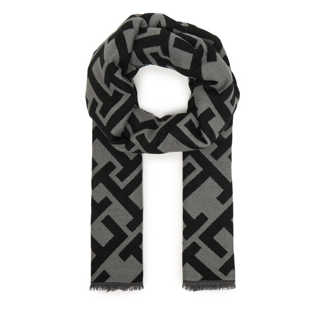Szal Tommy Hilfiger Th Monogram Heavy Scarf AW0AW18051 Czarny -