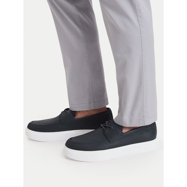 Półbuty Calvin Klein Hybrid Clean Boat Shoe Lth HM0HM02233 Granatowy - męskie