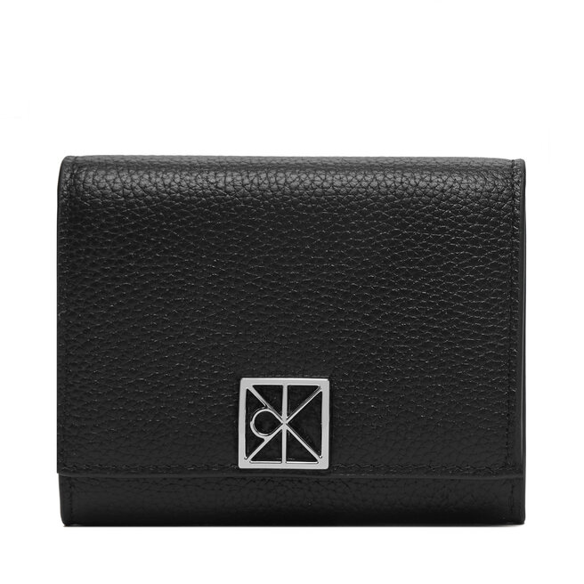 Portfel Calvin Klein Emblem Hw Pebble Trifold W/Zip LV04F1128G Czarny -