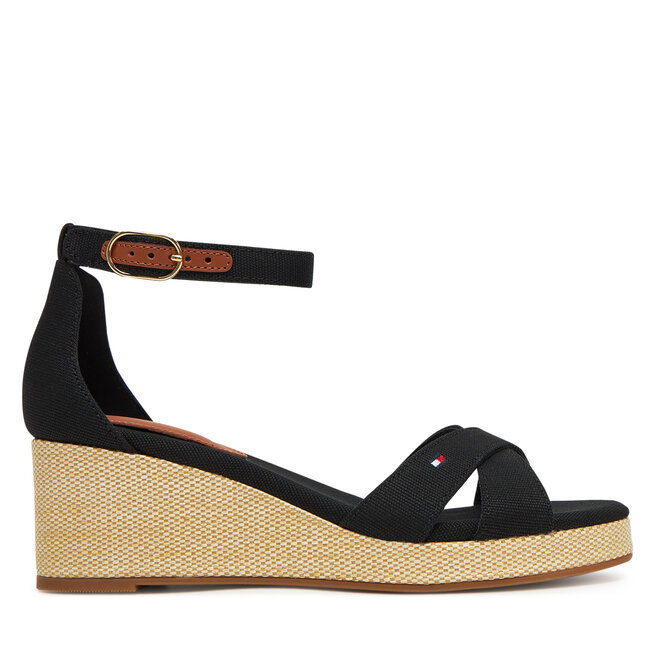 Espadryle Tommy Hilfiger Flag Criss-Cros Mid Wedge Espad FW0FW08481 Czarny - kobiece
