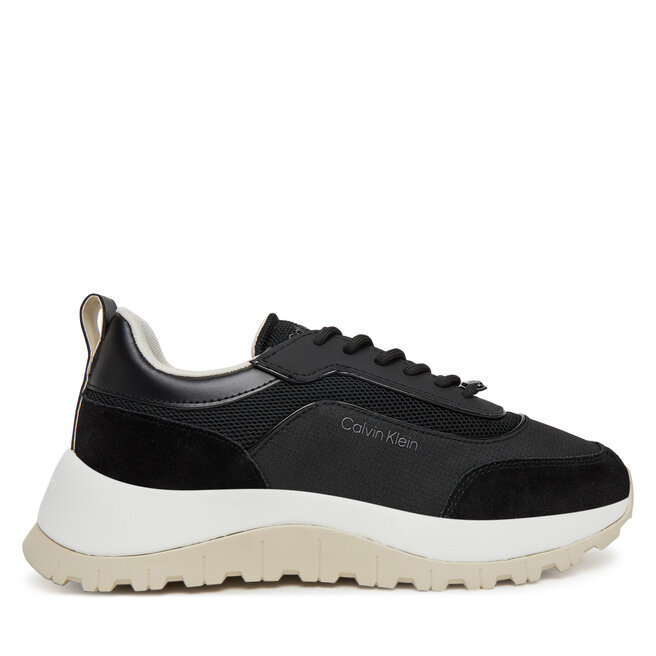 Sneakersy Calvin Klein Runner Lace Up Mesh Mix HW0HW02487 Czarny - kobiece