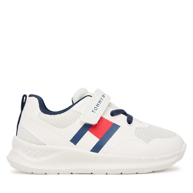 Sneakersy Tommy Hilfiger Flag Low Cut Lace-Up/Velcro T1X9-34369-1843 M Biały - chłopięce