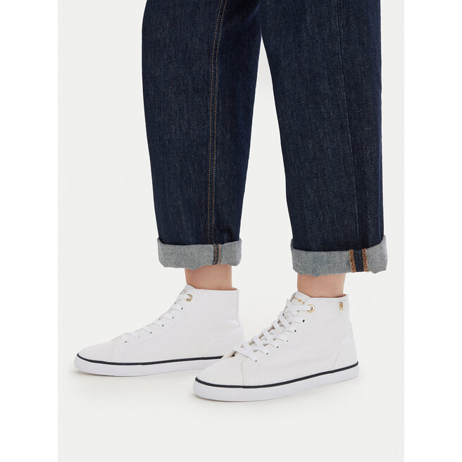 Trampki Tommy Hilfiger Th Chic Low Profile Mid Cut FW0FW09356 Biały - kobiece