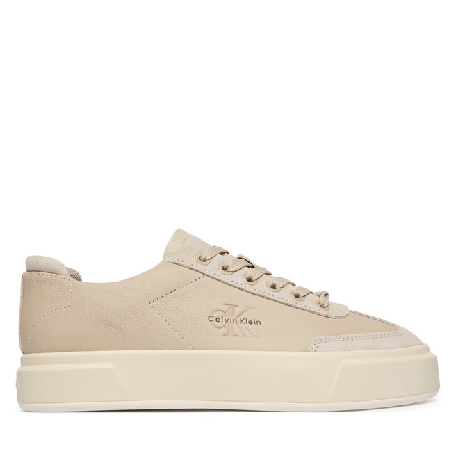 Sneakersy Calvin Klein Basket Cups Lup Wt Lth Su HW0HW02984 Beżowy - kobiece