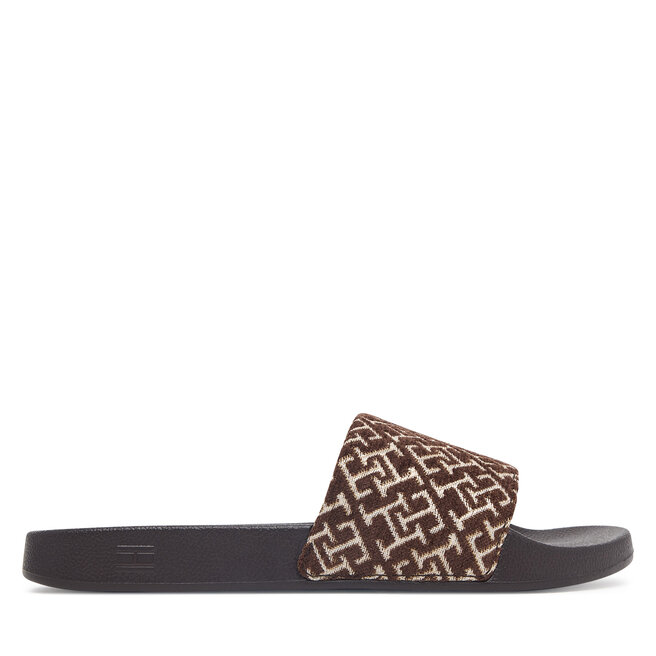 Klapki Tommy Hilfiger Th Monogram Pool Slide FW0FW09611 Brązowy -