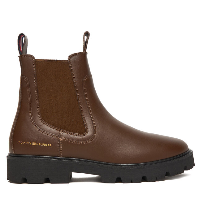 Sztyblety Tommy Hilfiger Lthr Low Chelsea FW0FW08775 Brązowy - kobiece