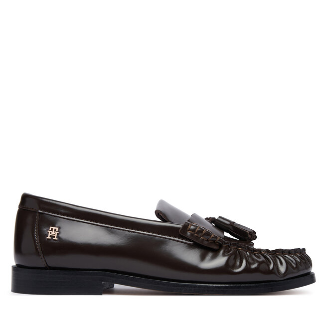 Mokasyny Tommy Hilfiger Tassel Abrasivato FW0FW09460 Brązowy ciemny -
