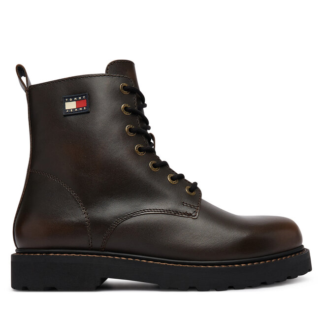 Trapery Tommy Jeans Archive '01 Brushed Leather EM0EM01787 Brązowy ciemny - męskie