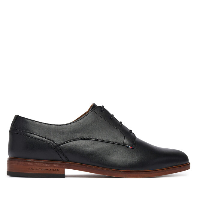 Półbuty Tommy Hilfiger Hilfiger Leather Dress Shoe FM0FM05777 Czarny - męskie