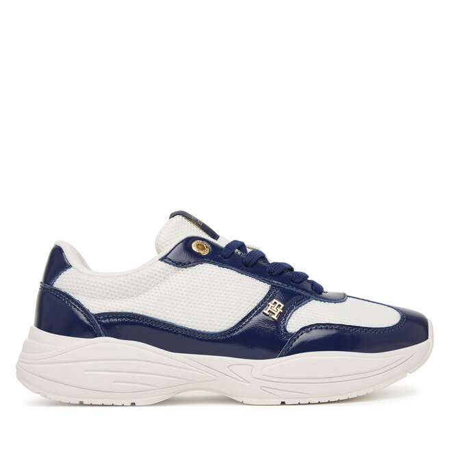 Sneakersy Tommy Hilfiger Modern Runner Shiny Leather FW0FW09413 Granatowy - kobiece