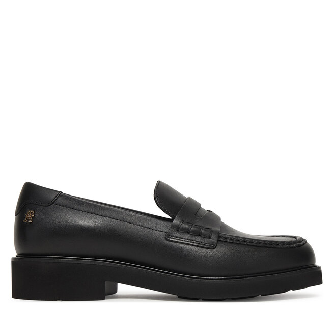 Loafersy Tommy Hilfiger Elettra Penny Leather FW0FW09360 Czarny - kobiece